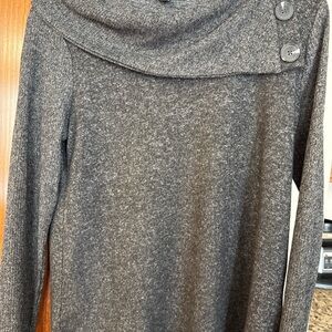 Charcoal Button-Accent Turtleneck Sweater